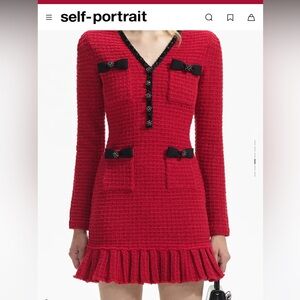 NWT Self-Portrait Red Knit Mini Dress (M)